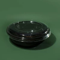 Салатник чёрный круглый с крышкой PET 185*75, 1000мл (50шт\200шт)