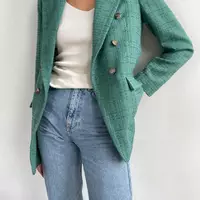 Жіночий твідовий піджак RICCO на підкладці зеленого кольору