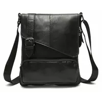 Стильная мужская кожаная сумка Vintage 14848 Черная